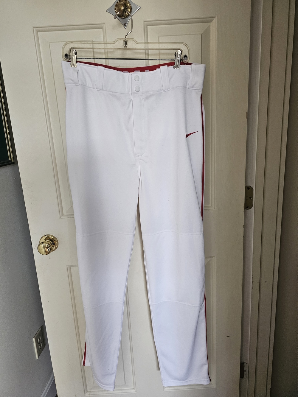 Nike White Baseball Pants with Red Trim